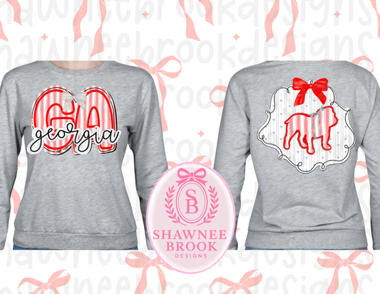 Coquette doodle GEORGIA | GO DAWGS design front and back