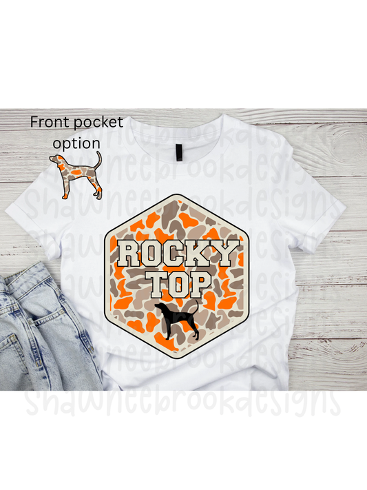Camo orange ROCKY TOP TENNESSEE pocket/back digital file PNG