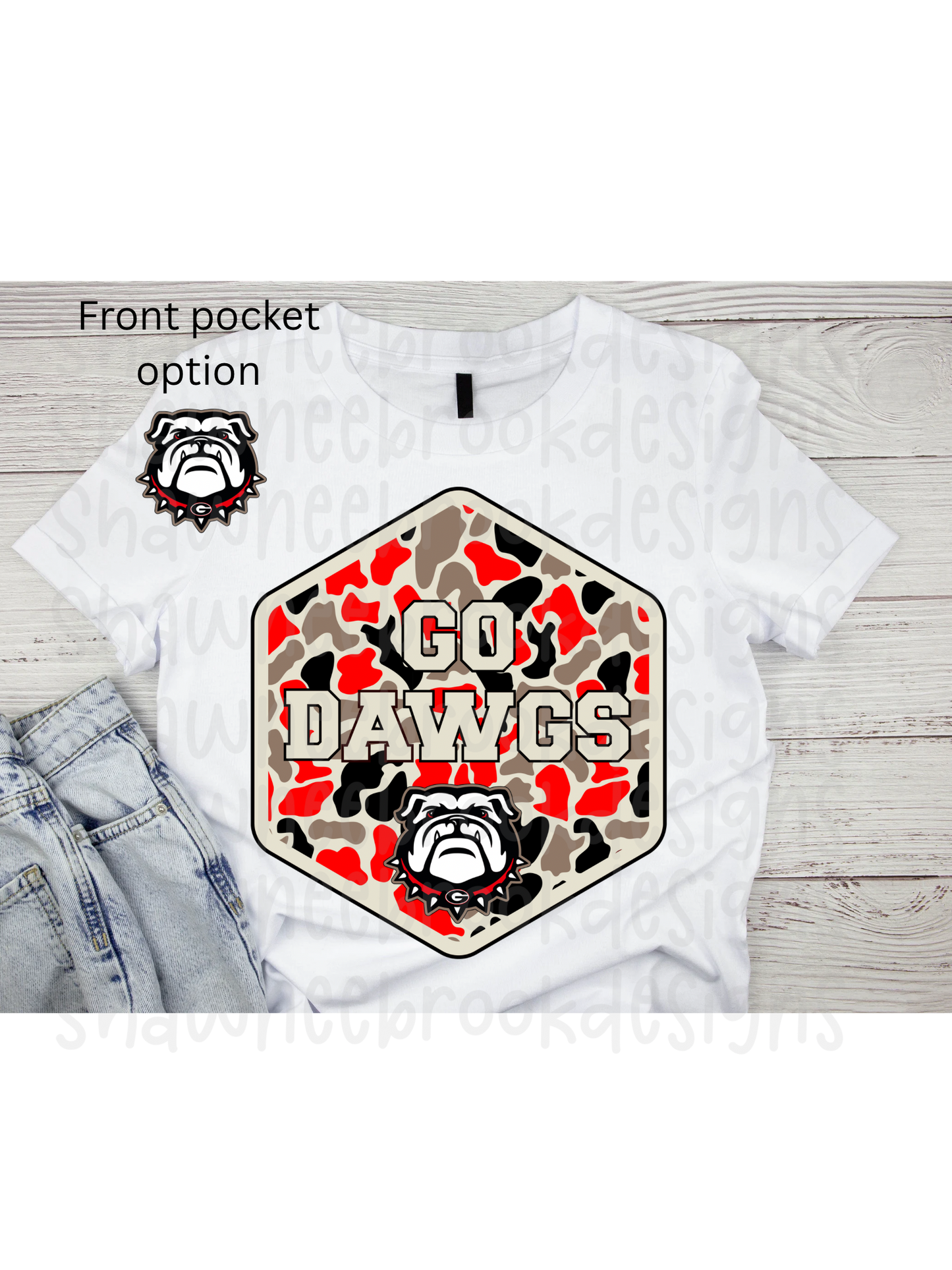 camo red/ black Georgia Bulldogs  pocket/back digital file PNG