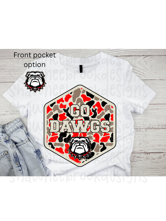 camo red/ black Georgia Bulldogs  pocket/back digital file PNG