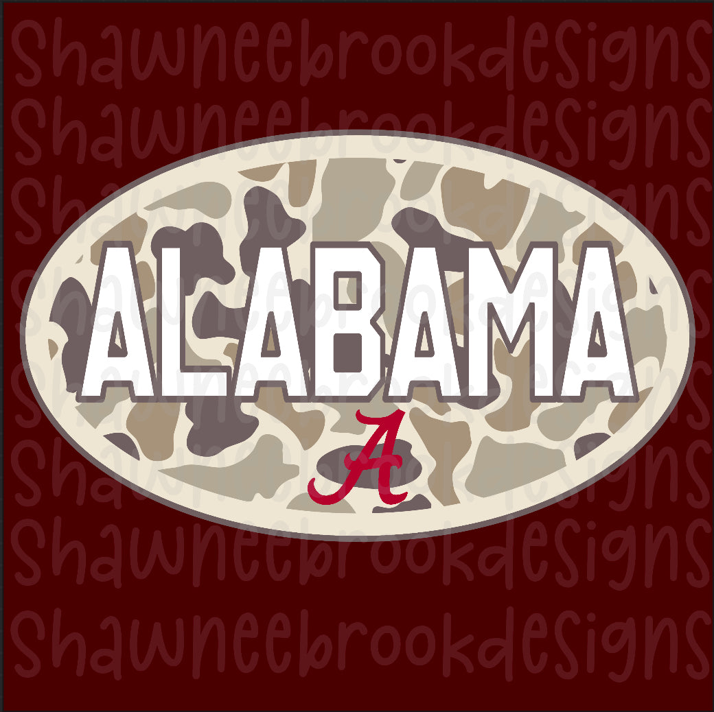 ALABAMA CAMO OVAL DESIGN PNG, digital file