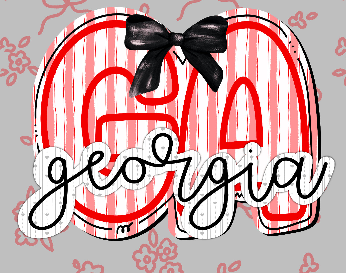 Coquette doodle GEORGIA | GO DAWGS design front and back
