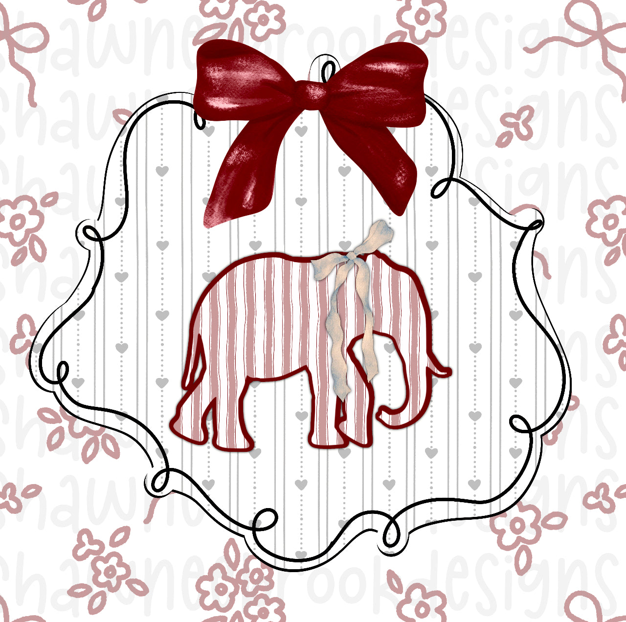Coquette doodle ALABAMA | ROLL TIDE design front and back
